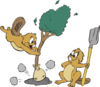 Beavers Planting A Tree Clip Art